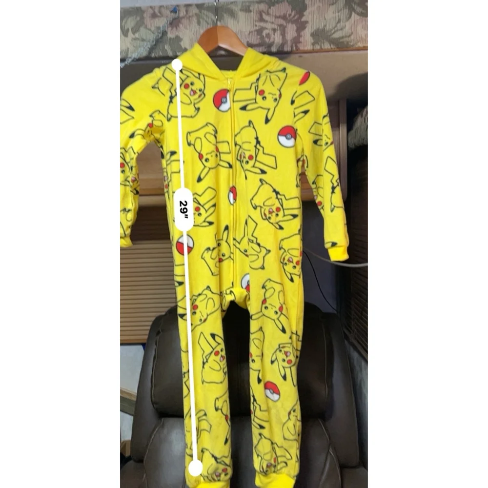 Pokemon Boys Pajama One Piece Yellow Size 6 7 - Picture 8 of 9